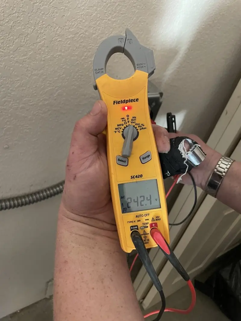 Voltage testing with clamp meter during Generator Installation in West Newbury